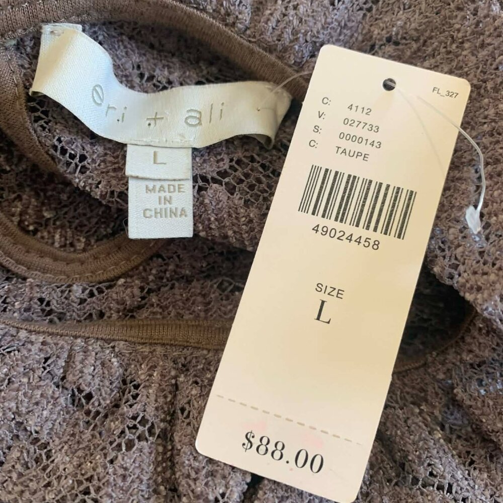 NWT Eri + Ali Delano Lace Mock Neck Top Size Large Taupe Anthropologie - Picture 8 of 11